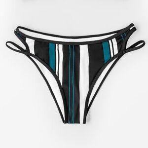 NWT CUPSHE Stripe Cutout Side Bikini Bottom Size X-Large